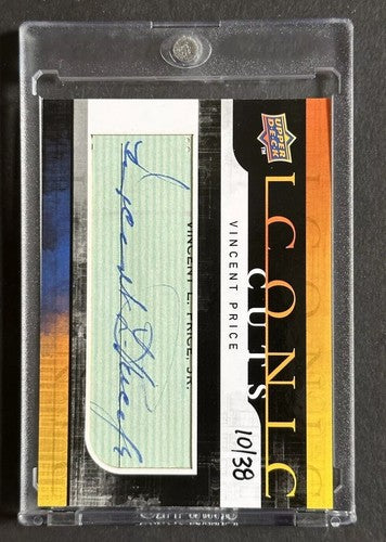 2008 upper deck Iconic Cuts Vincent Price Signed Mint Cut Auto /38 Horror Batman