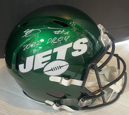 Sauce Gardner NY Jets Signed FS Speed Replica Helmet 2022 DROY  Rookie Auto BAS