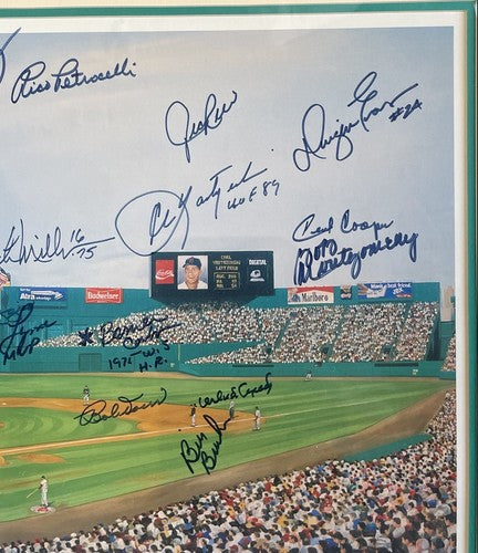 Fenway Park Red Sox Hof Signed Framed Litho Photo Fisk Yastrzemski Rice Auto Coa