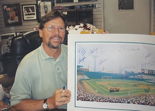 Fenway Park Red Sox Hof Signed Framed Litho Photo Fisk Yastrzemski Rice Auto Coa