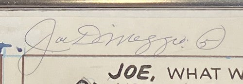 Joe DiMaggio Signed To Steve Sax Auto Original 1/1 Newspaper Comic Strip Framed