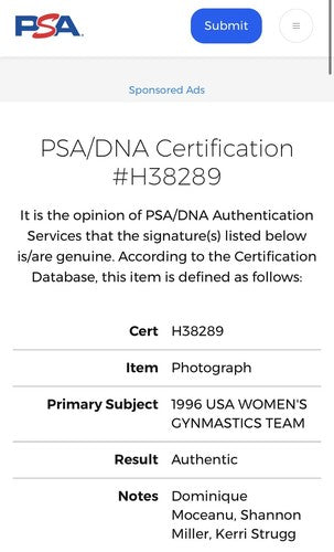 1996 Women’s Olympic Gymnastics Signed 16x20 Framed Photo Auto Miller PSA DNA
