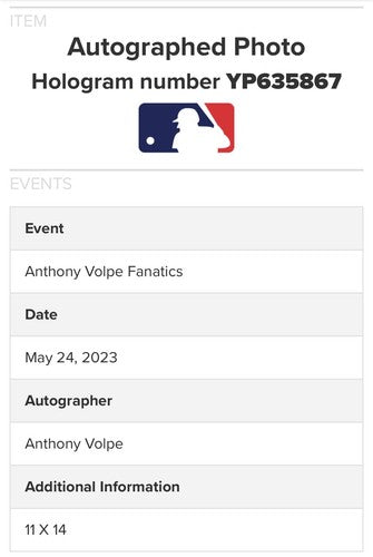 Anthony Volpe Yankees Signed 11x14 Framed Opening Day Photo Rookie Auto Fanatics
