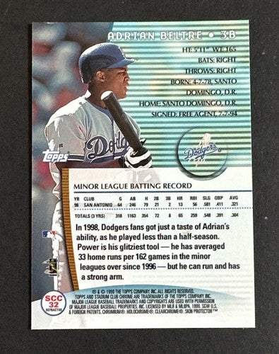 1999 Stadium Club Chrome Refractor Scc #32 Adrian Beltre Dodgers Future Star Mt