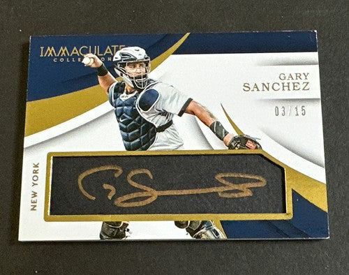 2018 Panini Immaculate Gary Sanchez Eye Black Signatures /15 Auto TW-GS Padres