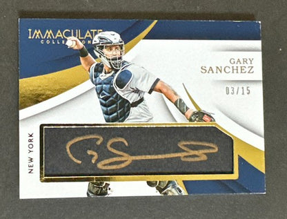 2018 Panini Immaculate Gary Sanchez Eye Black Signatures /15 Auto TW-GS Padres
