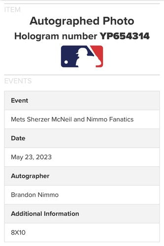 Brandon Nimmo Mets Signed 8x10 Framed Photo Home Run Catch Auto Fanatics COA