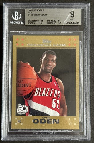 Greg Oden 2007-8 Topps GOLD Rookie Card RC #111 /2007 Trail Blazers # 1 Pick