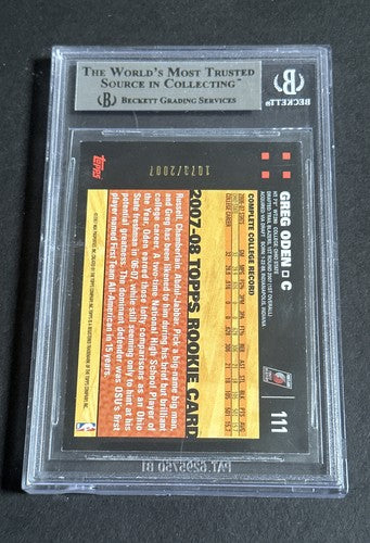 Greg Oden 2007-8 Topps GOLD Rookie Card RC #111 /2007 Trail Blazers # 1 Pick