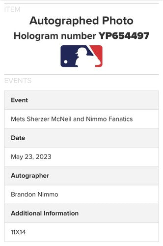 Brandon Nimmo Signed 11x14 Framed Photo Diving Catch Auto NY Mets Fanatics COA