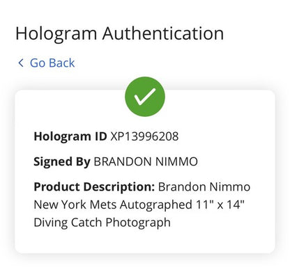 Brandon Nimmo Signed 11x14 Framed Photo Diving Catch Auto NY Mets Fanatics COA