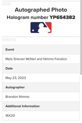 Brandon Nimmo Mets Signed 16x20 Framed Photo Home Run Catch Auto Fanatics COA
