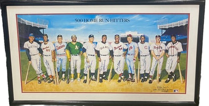 500 Hr Hitters Signed 24x42 Framed Litho Ron Lewis 11 Auto Mickey Mantle Cbm COA