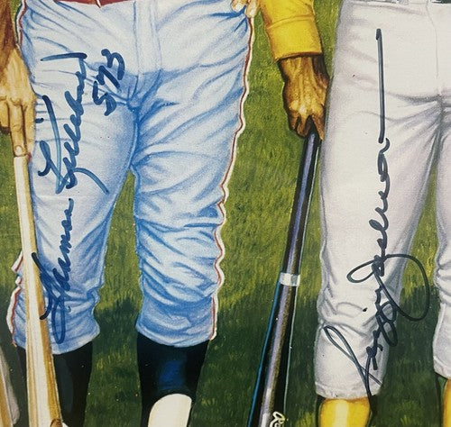 500 Hr Hitters Signed 24x42 Framed Litho Ron Lewis 11 Auto Mickey Mantle Cbm COA