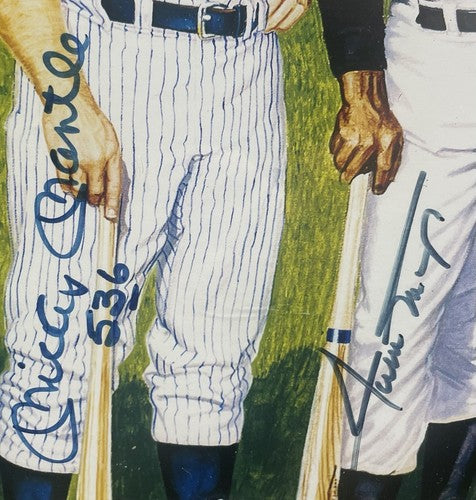 500 Hr Hitters Signed 24x42 Framed Litho Ron Lewis 11 Auto Mickey Mantle Cbm COA
