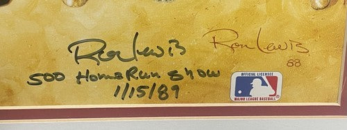 500 Hr Hitters Signed 24x42 Framed Litho Ron Lewis 11 Auto Mickey Mantle Cbm COA