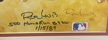 500 Hr Hitters Signed 24x42 Framed Litho Ron Lewis 11 Auto Mickey Mantle Cbm COA