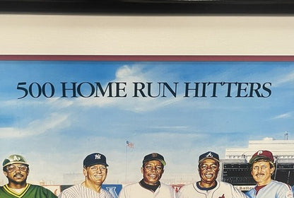 500 Hr Hitters Signed 24x42 Framed Litho Ron Lewis 11 Auto Mickey Mantle Cbm COA