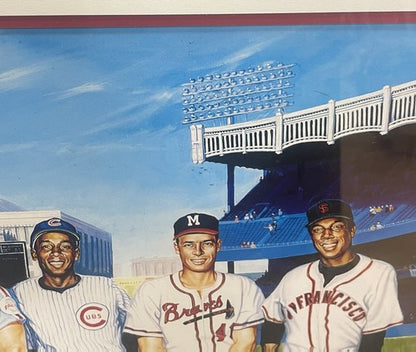 500 Hr Hitters Signed 24x42 Framed Litho Ron Lewis 11 Auto Mickey Mantle Cbm COA
