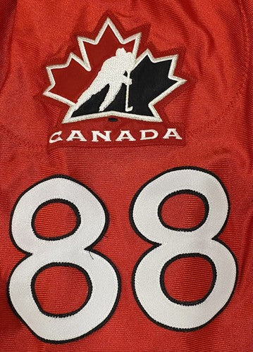 Eric Lindros Team Canada Authentic Vintage Bauer Jersey Fight Strap Sz 44 HOF