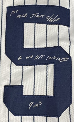 Domingo German Yankees signed No Hitter Rookie STAT MLB Debut Pg jersey Auto BAS