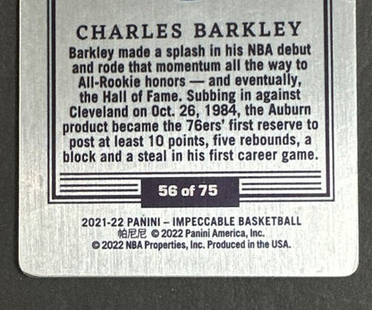2021-22 Panini Impeccable #16 Charles Barkley Blue Stainless Stars /75 76ers Sp