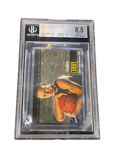 2009-10 Panini Stickers #189 Stephen Curry PTT Foil Rookie Card BGS 8.5 NM- Mint