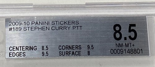 2009-10 Panini Stickers #189 Stephen Curry PTT Foil Rookie Card BGS 8.5 NM- Mint