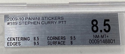 2009-10 Panini Stickers #189 Stephen Curry PTT Foil Rookie Card BGS 8.5 NM- Mint