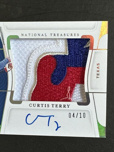 Curtis Terry 2022 National Treasures 4 Color Logo Patch Rangers Rpa Auto /10 MT