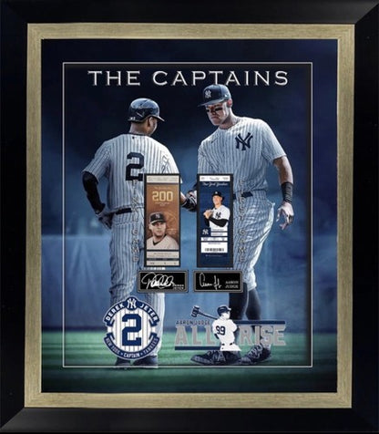 Aaron Judge Derek Jeter The Captains Yankees Framed Facsimile Auto With Tickets