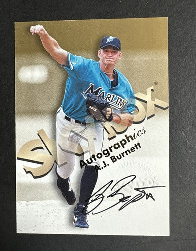 A.J Burnett 1999 Skybox Autographics On Card Auto Mint Marlins Yankees Ws
