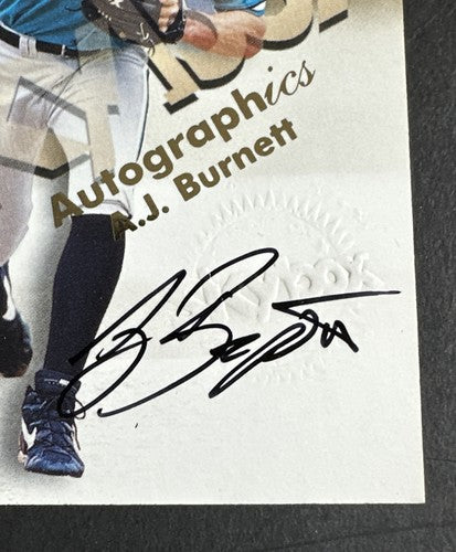 A.J Burnett 1999 Skybox Autographics On Card Auto Mint Marlins Yankees Ws
