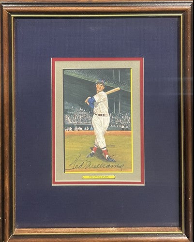 Ted Williams Signed Framed Perez-Steele Great Moments Card Auto Red Sox CBM COA
