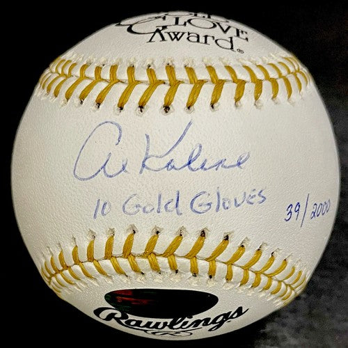 Al Kaline Signed Mlb Gold Glove Baseball 10 Gold Gloves Auto Tigers Hof Steiner