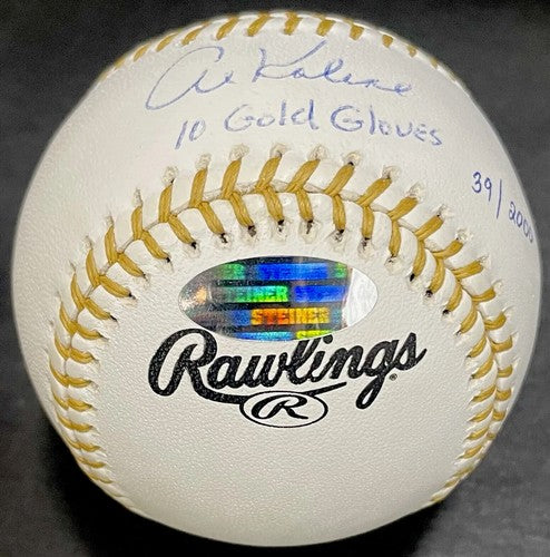 Al Kaline Signed Mlb Gold Glove Baseball 10 Gold Gloves Auto Tigers Hof Steiner