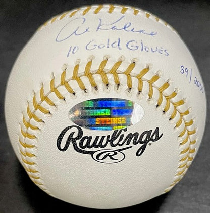 Al Kaline Signed Mlb Gold Glove Baseball 10 Gold Gloves Auto Tigers Hof Steiner