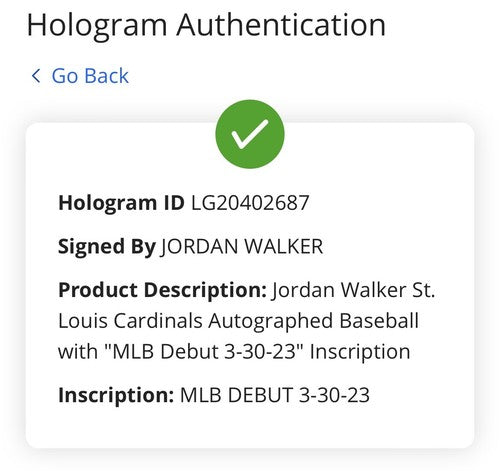 Jordan Walker Signed Official Baseball Cardinals Rookie Mlb Debut Auto Fanatics