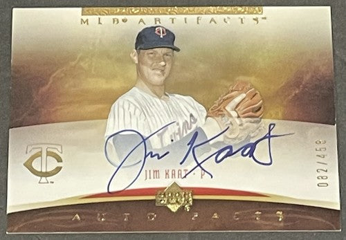 Jim Kaat Signed 2005 Upper Deck MLB Artifacts /458 Auto Facts On Card Twins HOF