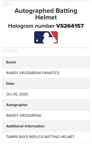 Evan Longoria Randy Arozarena Signed Rays Batting Helmet ROY 2 Auto JSA Fanatics