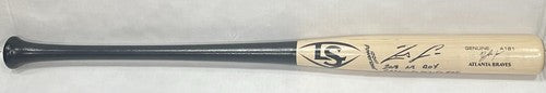 Ronald Acuna Jr Signed 2018 ROY STAT Louisville Slugger Game Model Bat JSA Auto