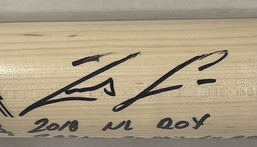 Ronald Acuna Jr Signed 2018 ROY STAT Louisville Slugger Game Model Bat JSA Auto