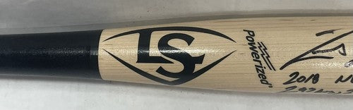 Ronald Acuna Jr Signed 2018 ROY STAT Louisville Slugger Game Model Bat JSA Auto