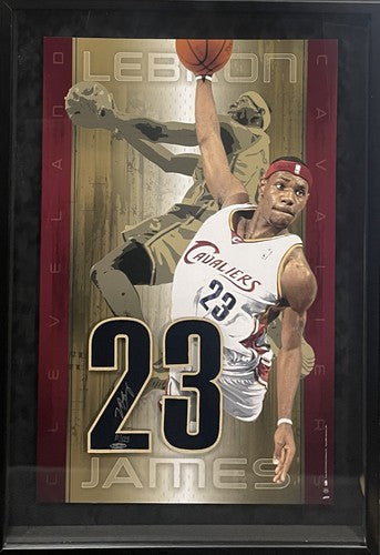 LeBron James Signed 33x23 Framed #23 Photo Collage Cavaliers Rookie Auto LE Uda