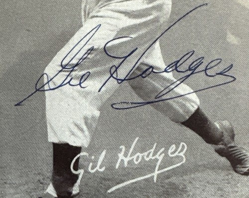 GIL HODGES Signed 1947 Exhibit Card Photo Dodgers Hof Bold Auto Jsa / SGC Coa