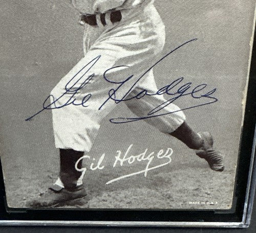 GIL HODGES Signed 1947 Exhibit Card Photo Dodgers Hof Bold Auto Jsa / SGC Coa
