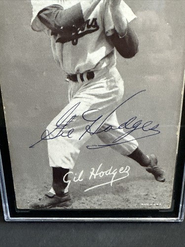 GIL HODGES Signed 1947 Exhibit Card Photo Dodgers Hof Bold Auto Jsa / SGC Coa