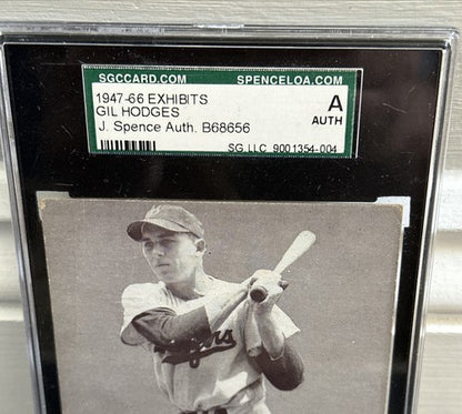 GIL HODGES Signed 1947 Exhibit Card Photo Dodgers Hof Bold Auto Jsa / SGC Coa