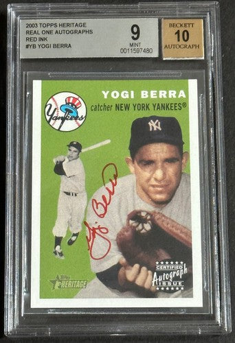 2003 Topps Heritage Real One Signed YOGI BERRA Red Ink Bgs 10 Gem Mint Auto Sp