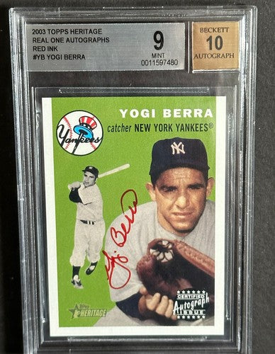 2003 Topps Heritage Real One Signed YOGI BERRA Red Ink Bgs 10 Gem Mint Auto Sp